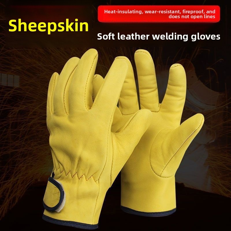 Garden Gloves - ペア作業用手袋羊革革労働者作業溶接安全保護手袋庭園オートバイドライバー耐摩耗性手袋