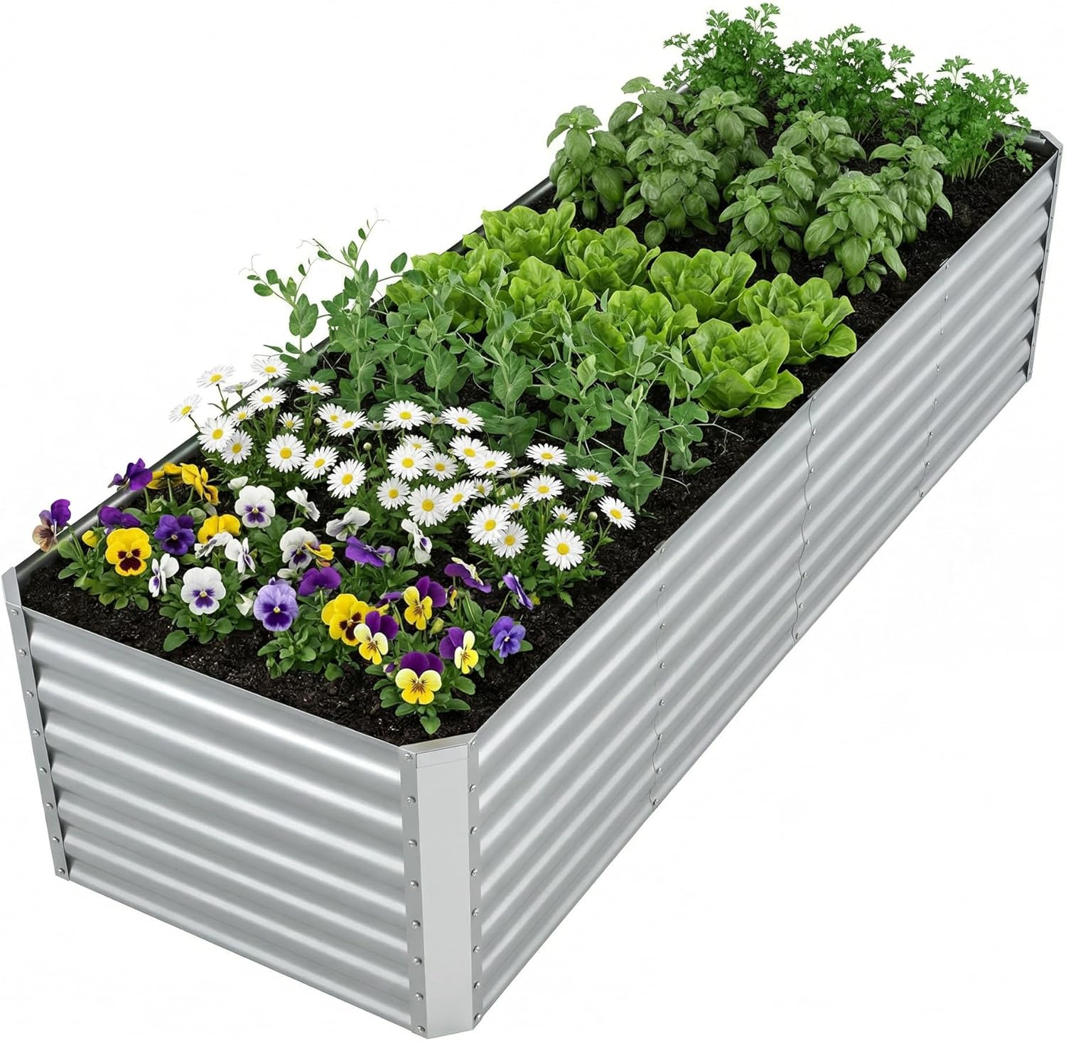 Raised Garden Bed - 屋外用亜鉛メッキ仕上げの高床式菜園、野菜や花の栽培用、大型金属製ボックス