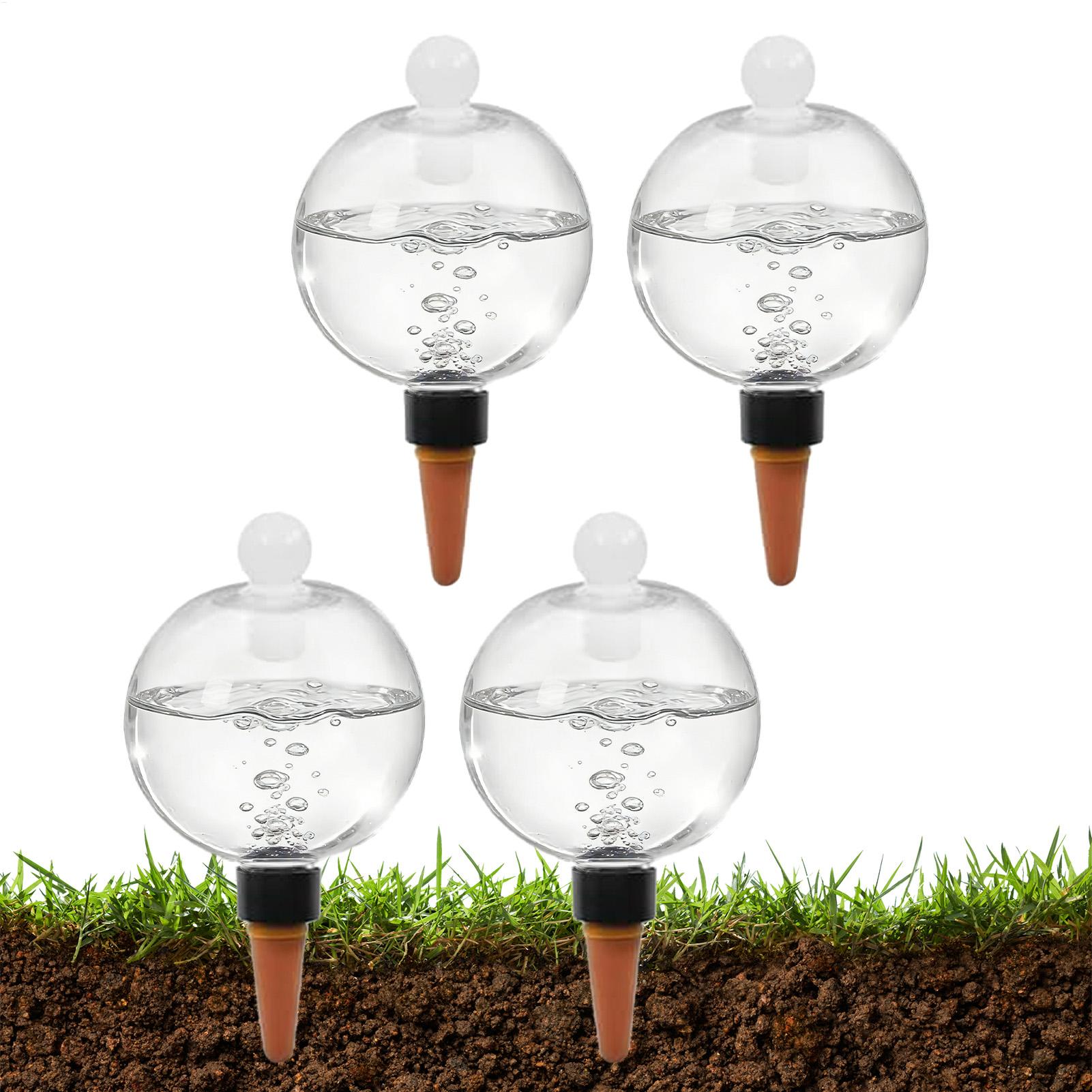 Self Watering Planter - 植物散水用ボール 4個入り 500ml 透明自動給水グローブ 蓋付き鉢植え多肉植物用点滴灌漑装置 休暇用
