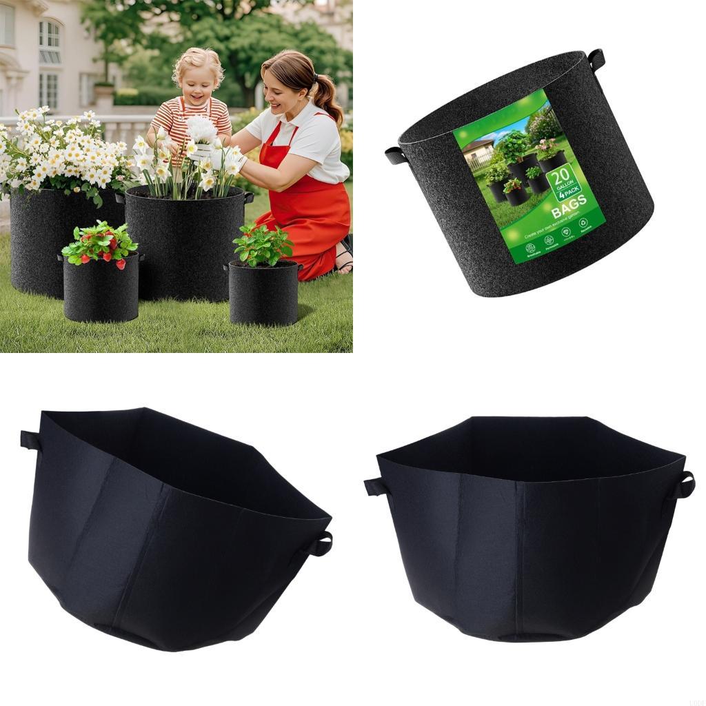 Grow Bag - プレミアムファブリック植栽バッグ厚みのある素材ガーデニングポット排水デザイン