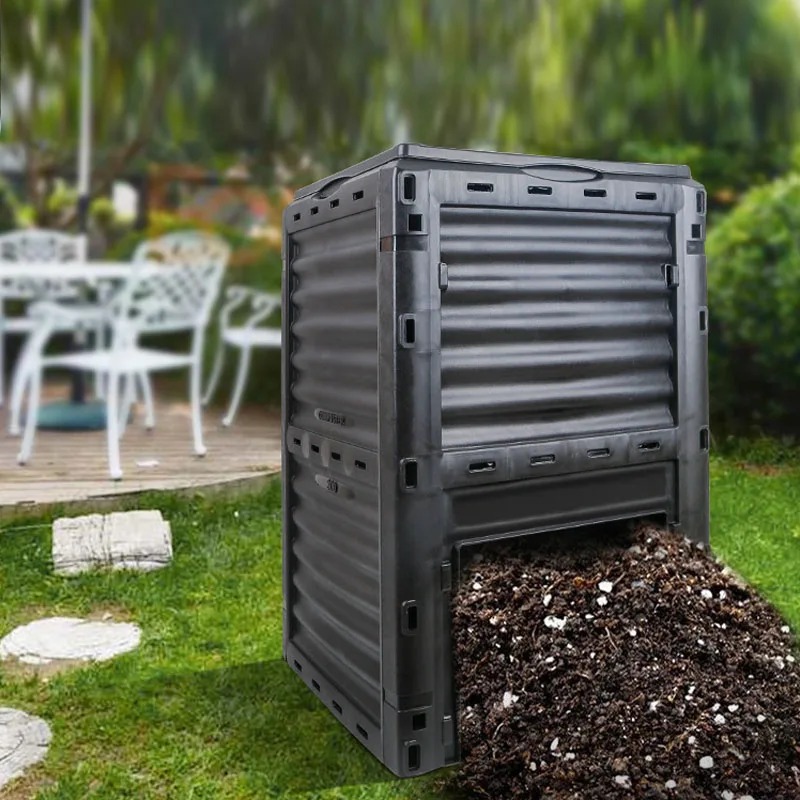 Compost Bin - 庭用堆肥容器 屋外堆肥ボックス キッチンゴミ・落ち葉用 有機肥料発酵槽 環境に優しい