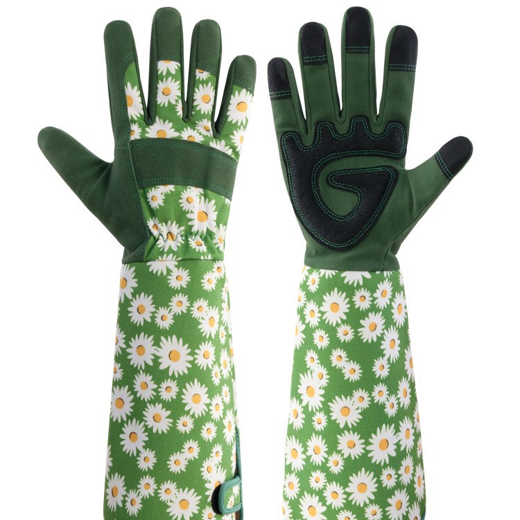 Garden Gloves - 女性用ガーデニンググローブ 通気性のあるロングガーデングローブ グリップ付き 棘防止レザー作業用ガーデニンググローブ