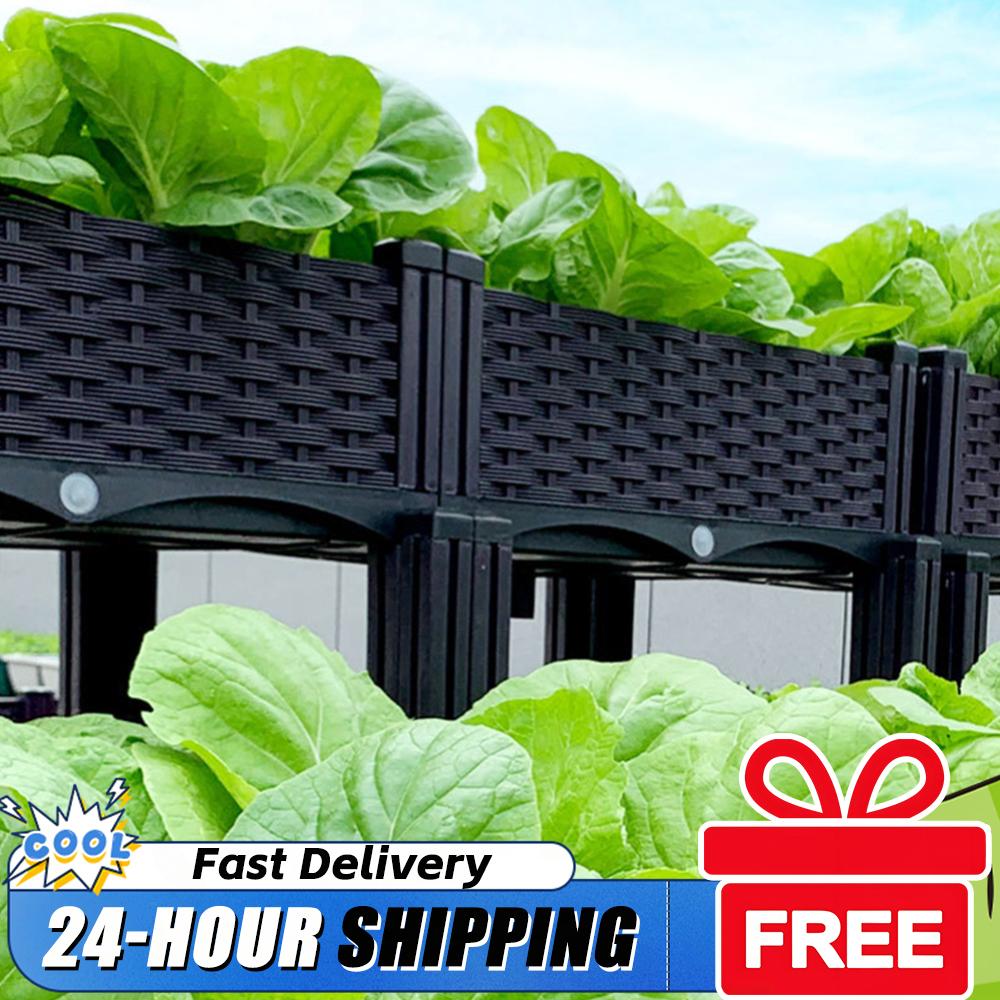 Raised Garden Bed - プラスチック製の脚付きプランターボックス、排水穴付きの育苗箱、庭、パティオ、バルコニー、レストラン用の高床式プランター