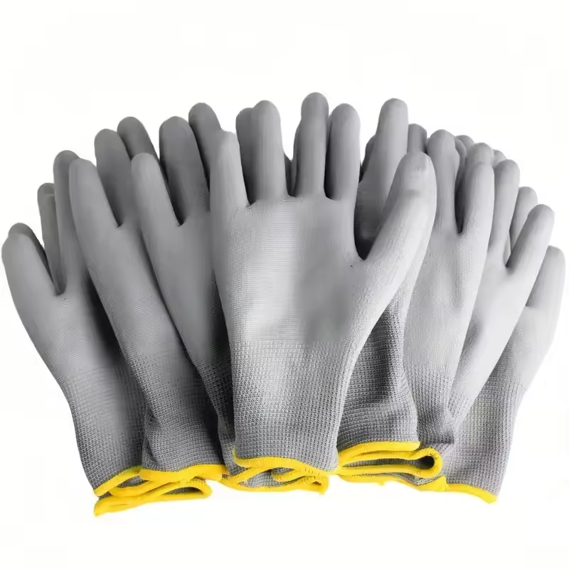 Garden Gloves - 20 個安全作業手袋 PU 手のひらコーティングされた滑り止め家庭用手袋グレー園芸園芸作業修理保護手袋