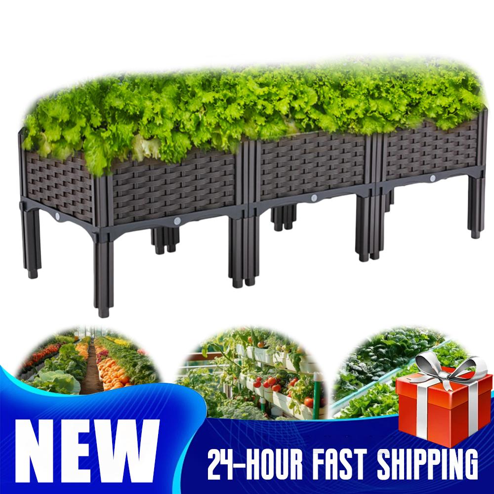 Self Watering Planter - 排水機能と自動給水設計を備えた高床式プランターボックス、屋外用植栽コンテナ（ガーデニング用）