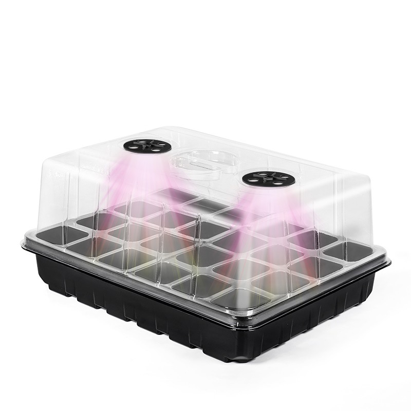 Seed Starter Tray - 植物種子スターターキット、育成ライト付き苗トレイ（24/48穴）、室内繁殖ボックス