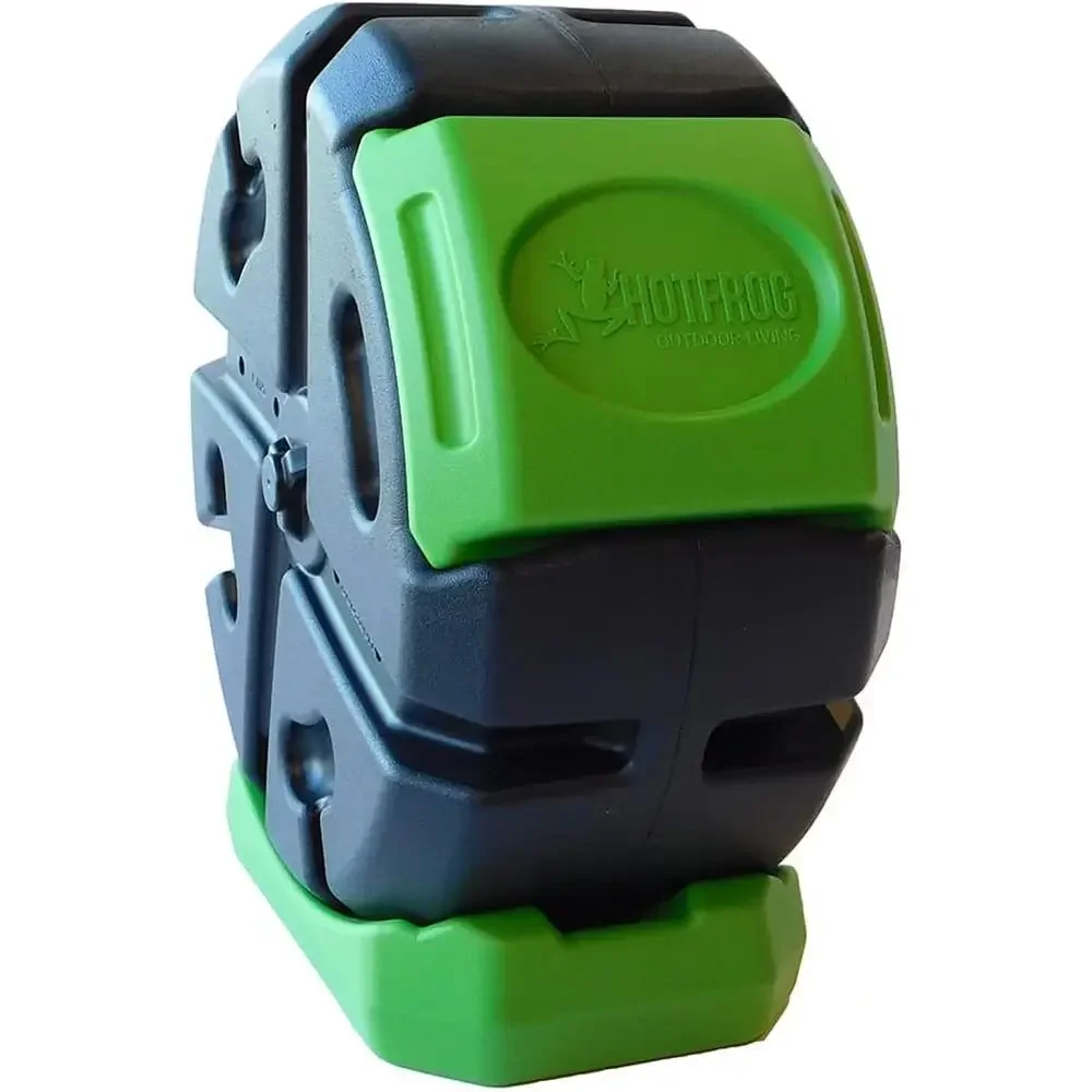 Compost Bin - 屋外用、単室式、回転式ガーデンコンポストボックス - 19ガロン、黒と緑