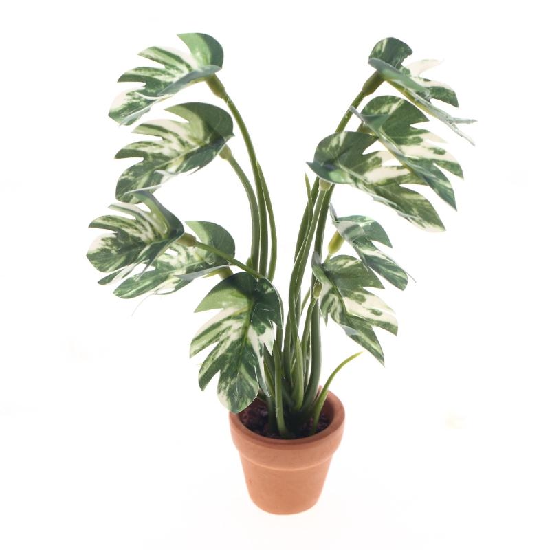 Plant Pot - 新品。1個入り 1/12 ドールハウス シミュレーション モンステラ 緑の植物
