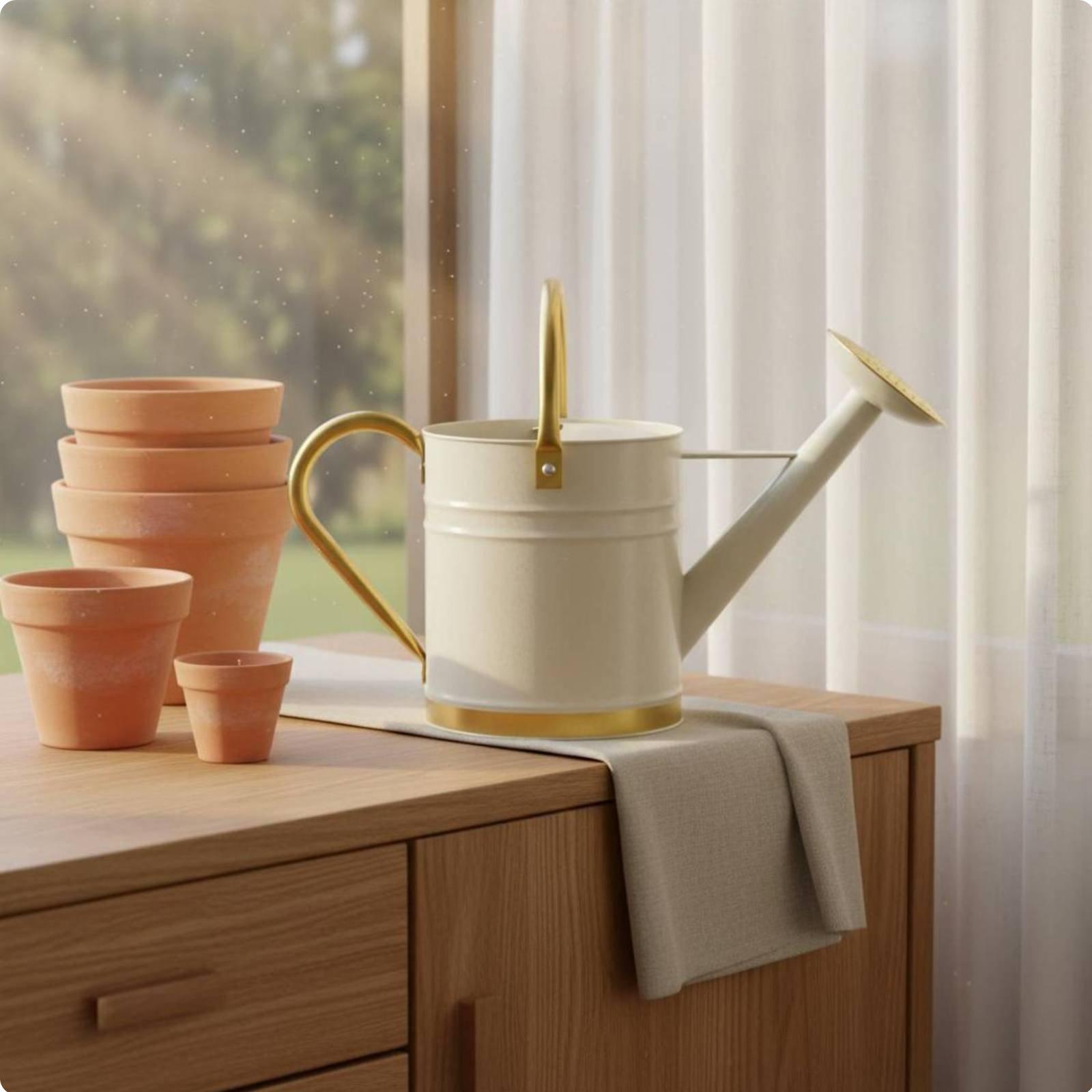 Watering Can - 長い注ぎ口の水まき缶、漏れ防止金属製水まきポット、バルコニー、オフィス用
