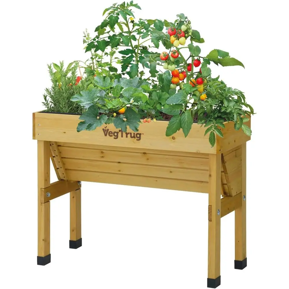 Vertical Planter - 天然素材の小型1m壁掛け式ガーデンベッド - 省スペースの垂直プランター、屋外野菜、ハーブ、バルコニー、パティオ、中庭に最適