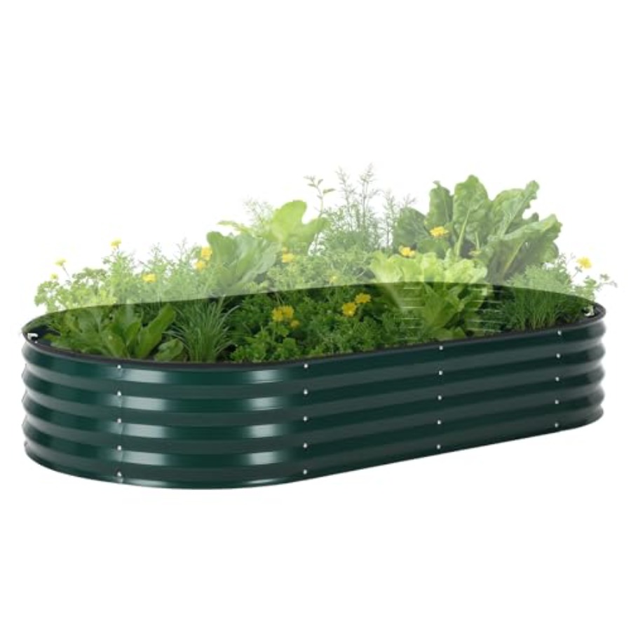 Raised Garden Bed - 屋外用、亜鉛メッキ鋼製の高床式菜園キット（カバー付き）：耐食性に優れ、黒色の仕上げが施され、頑丈な補強構造で、長期間の使用に耐えます。