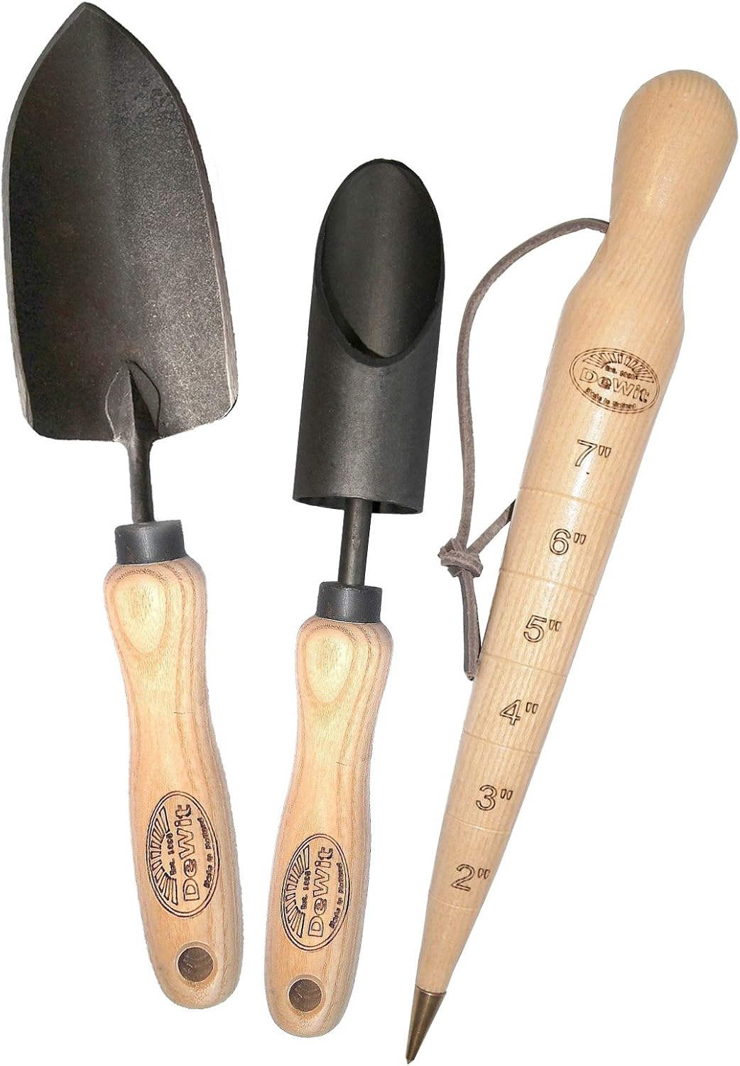 Trowel Garden Tools - 3点セット球根植え付けギフトセット – アマリリス球根植え付け器、木製ドリッパー、小型鍛造スコップを含むプレミアムガーデンハンドツール
