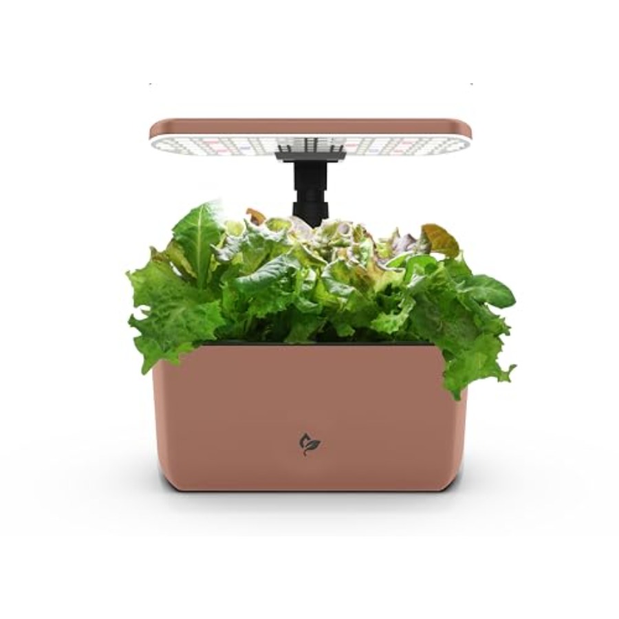 Indoor Herb Garden - 一年中ハーブや野菜を栽培できる屋内水耕栽培庭園。モカ色のエアロガーデンハーベストライト（土を使わないシステム搭載）
