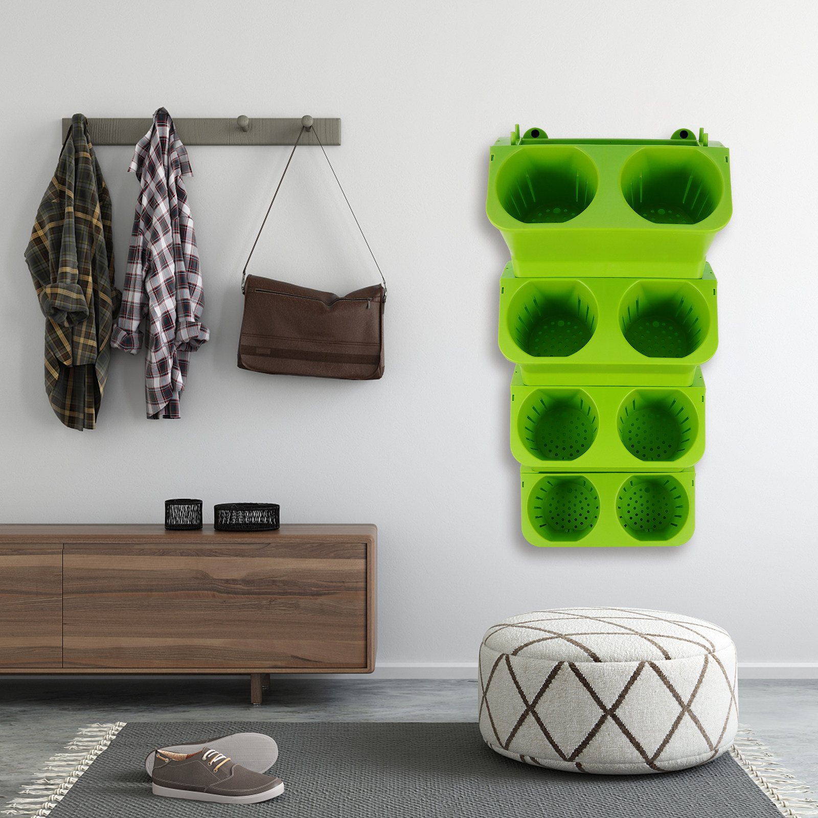 4個セット 垂直壁掛けプランターセット 自動給水 2段式背景 - Vertical Planter のレビューと価格