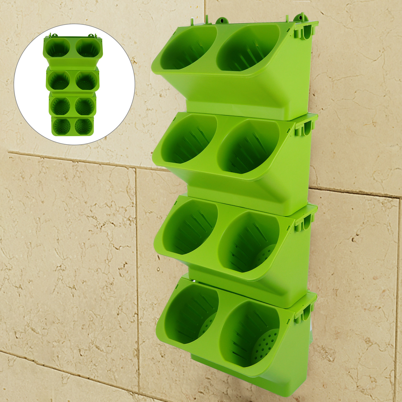 4個セット 垂直壁掛けプランターセット 自動給水 2段式背景 - Vertical Planter のレビューと価格