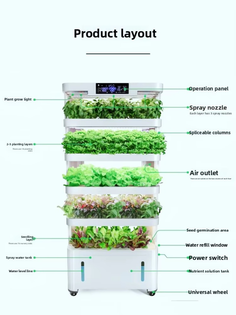 インテリジェントな土耕不要栽培装置、水耕栽培野菜プランター、 - Vertical Planter のレビューと価格