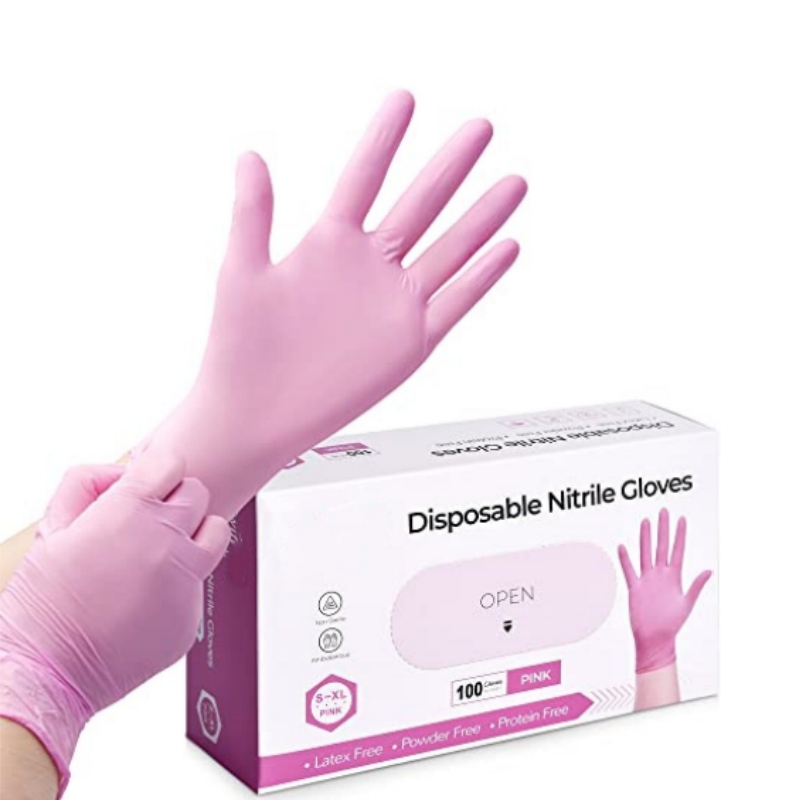 ピンクニトリル使い捨て手袋家庭用クリーニング作業キッチンガー - Garden Gloves のレビューと価格