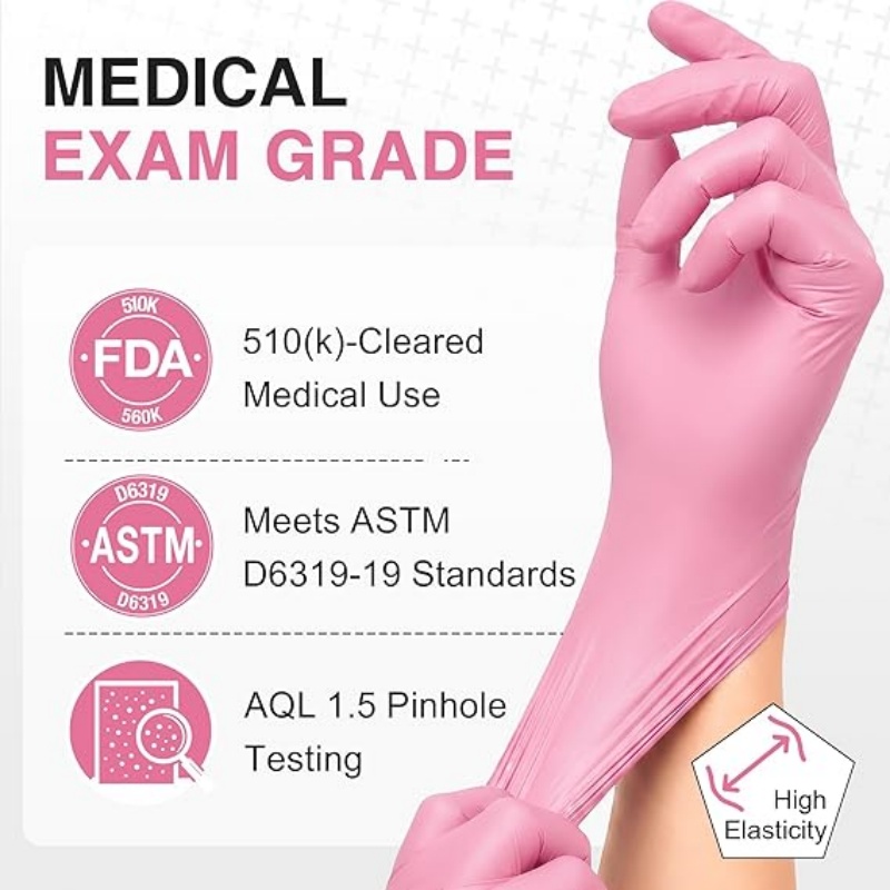 ピンクニトリル使い捨て手袋家庭用クリーニング作業キッチンガー - Garden Gloves のレビューと価格