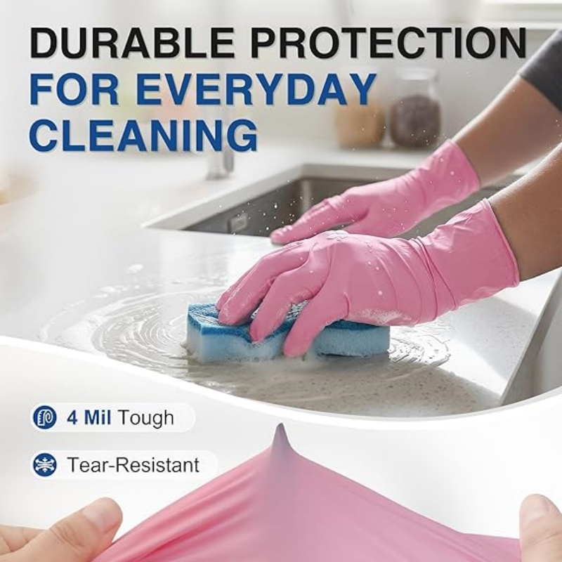 ピンクニトリル使い捨て手袋家庭用クリーニング作業キッチンガー - Garden Gloves のレビューと価格