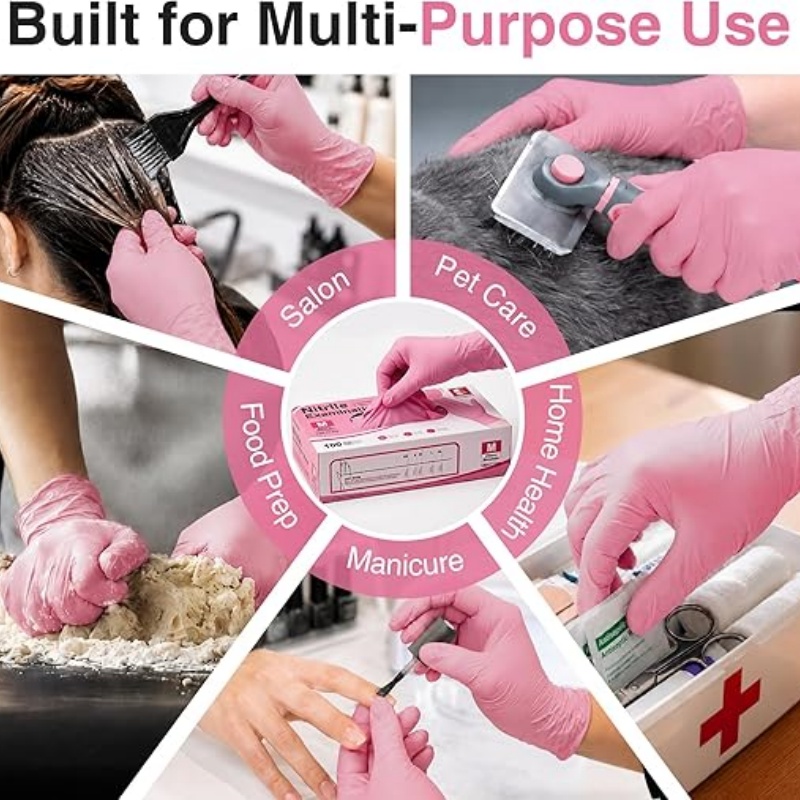 ピンクニトリル使い捨て手袋家庭用クリーニング作業キッチンガー - Garden Gloves のレビューと価格