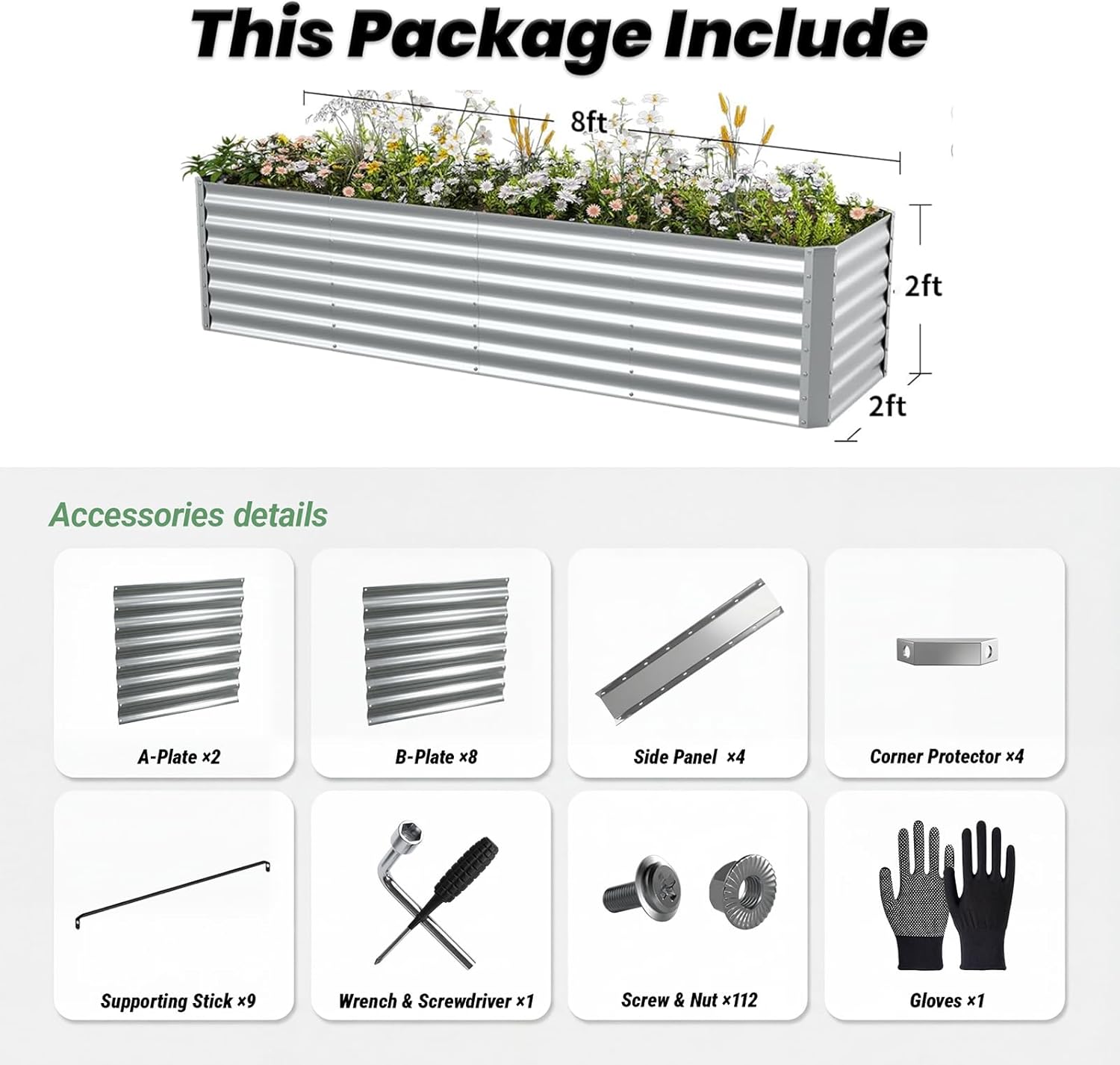 屋外用亜鉛メッキ仕上げの高床式菜園、野菜や花の栽培用、大型金 - Raised Garden Bed のレビューと価格