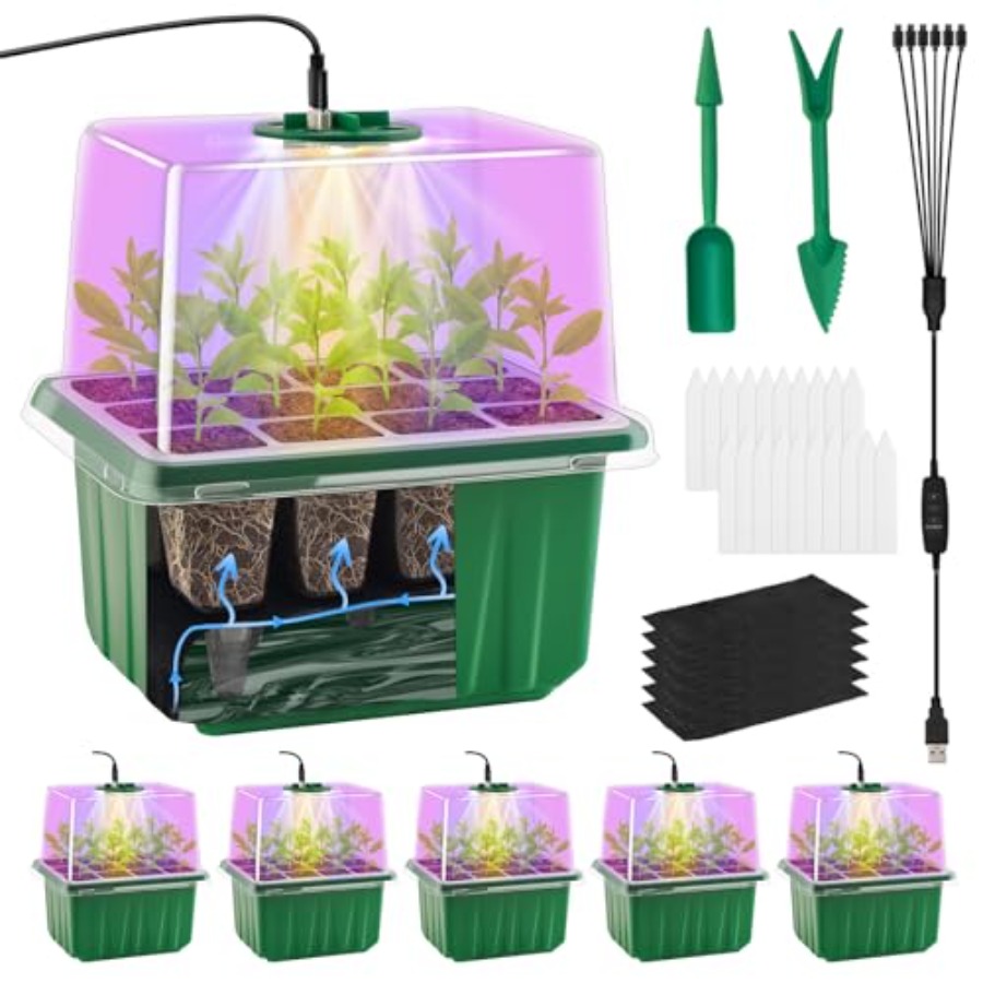 ライト付き種子スタータートレイ6パック、植物スタータートレイ - Seed Starter Tray のレビューと価格