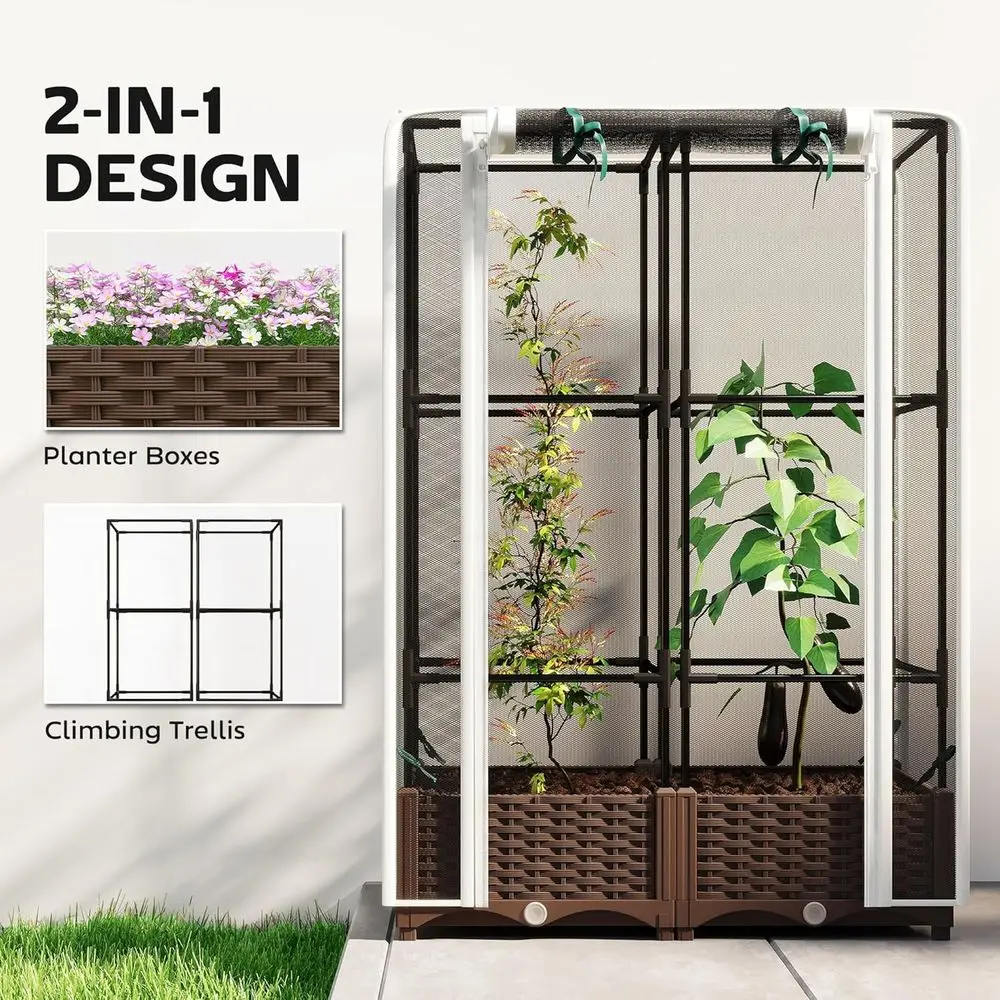 トレリス付き高床式菜園、46.5トマトサポート、排水機能付き - Self Watering Planter のレビューと価格