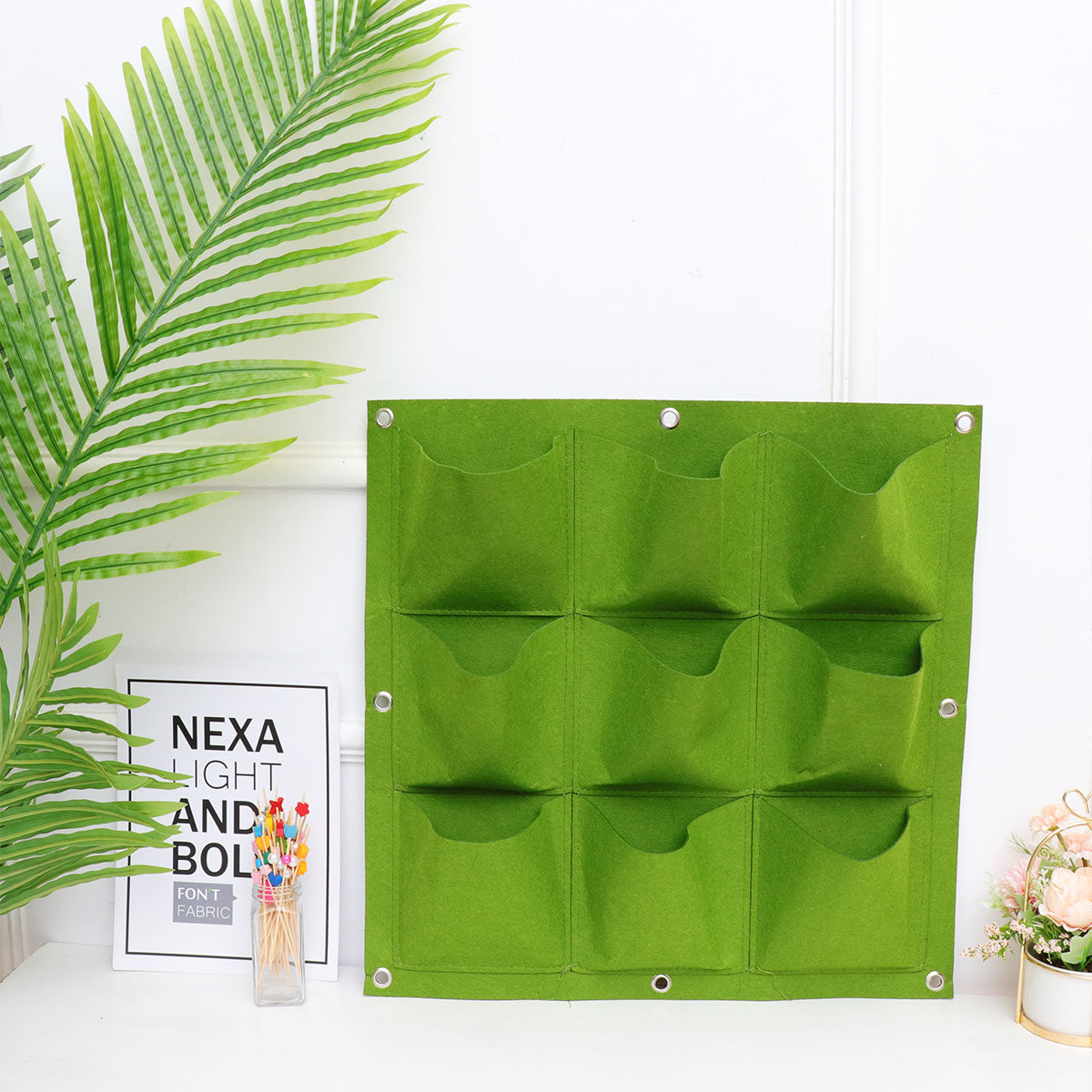 9ポケット壁掛け植物バッグ、縦型フェルトプランター、屋内・屋 - Vertical Planter のレビューと価格