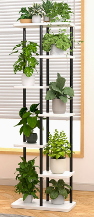 多層式の金属と木材を使用したプランタースタンド。室内の隅に設 - Plant Pot のレビューと価格