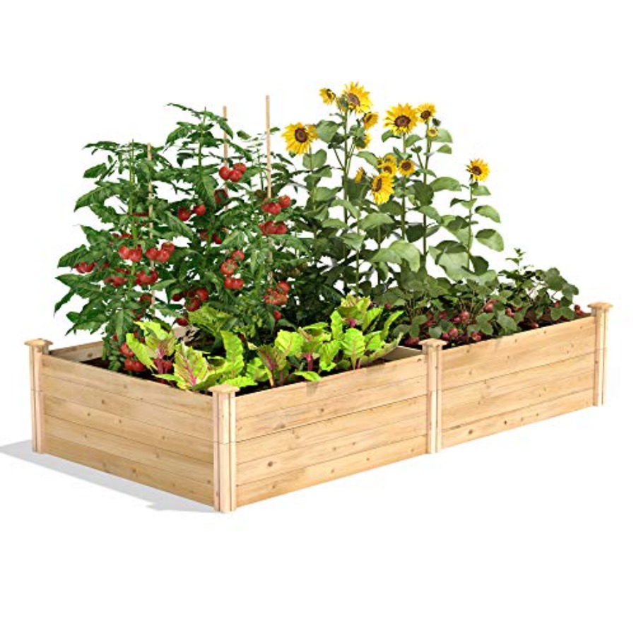 屋外用の高床式菜園、シダーウッド製、ナチュラルカラー、耐久性 - Raised Garden Bed のレビューと価格
