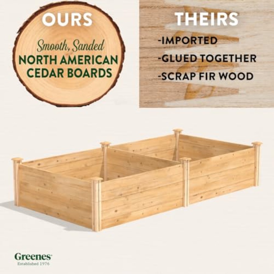 屋外用の高床式菜園、シダーウッド製、ナチュラルカラー、耐久性 - Raised Garden Bed のレビューと価格