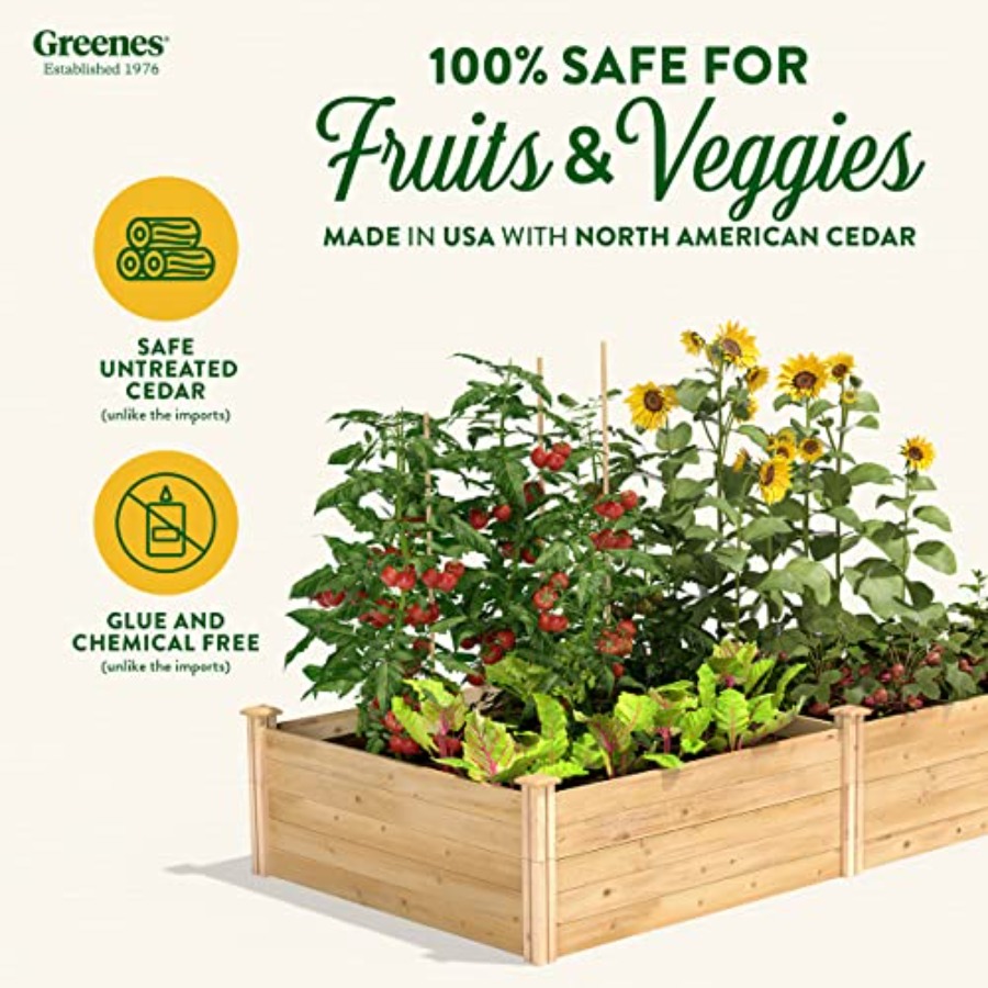 屋外用の高床式菜園、シダーウッド製、ナチュラルカラー、耐久性 - Raised Garden Bed のレビューと価格