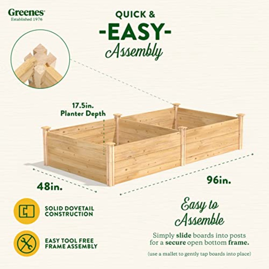 屋外用の高床式菜園、シダーウッド製、ナチュラルカラー、耐久性 - Raised Garden Bed のレビューと価格