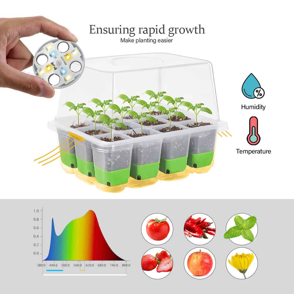 LED 成長ライト苗スタータートレイキット透明カバー付き屋内 - Seed Starter Tray のレビューと価格
