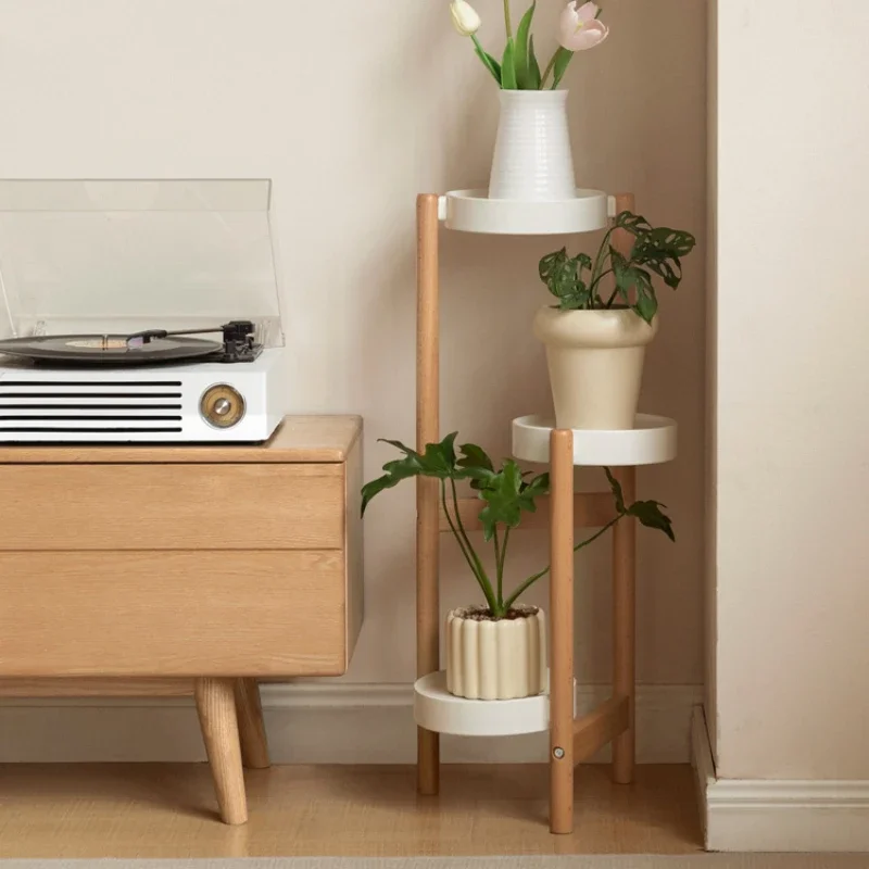 無垢材の段付きプラントスタンド 三角補強フラワーシェルフ 多 - Indoor Herb Garden のレビューと価格