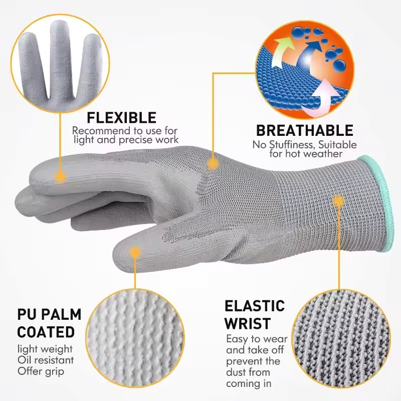 20 個安全作業手袋 PU 手のひらコーティングされた滑り止 - Garden Gloves のレビューと価格