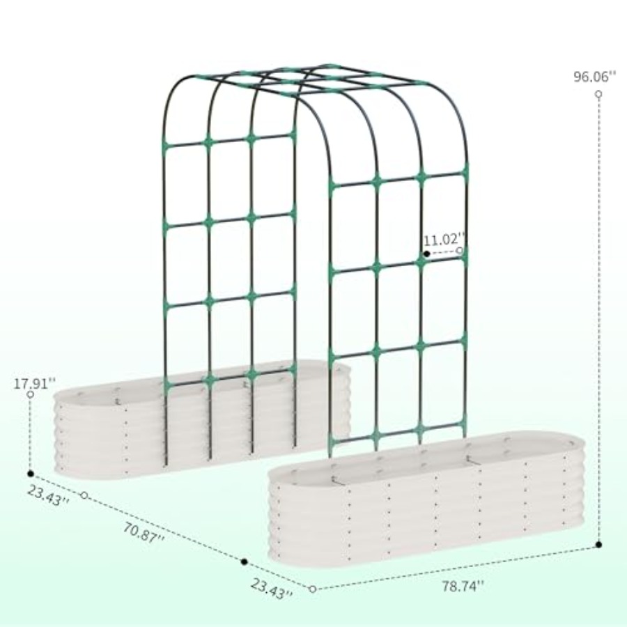 高さ96インチの亜鉛メッキ仕上げの高床式菜園、垂直アーチ型ト - Raised Garden Bed のレビューと価格
