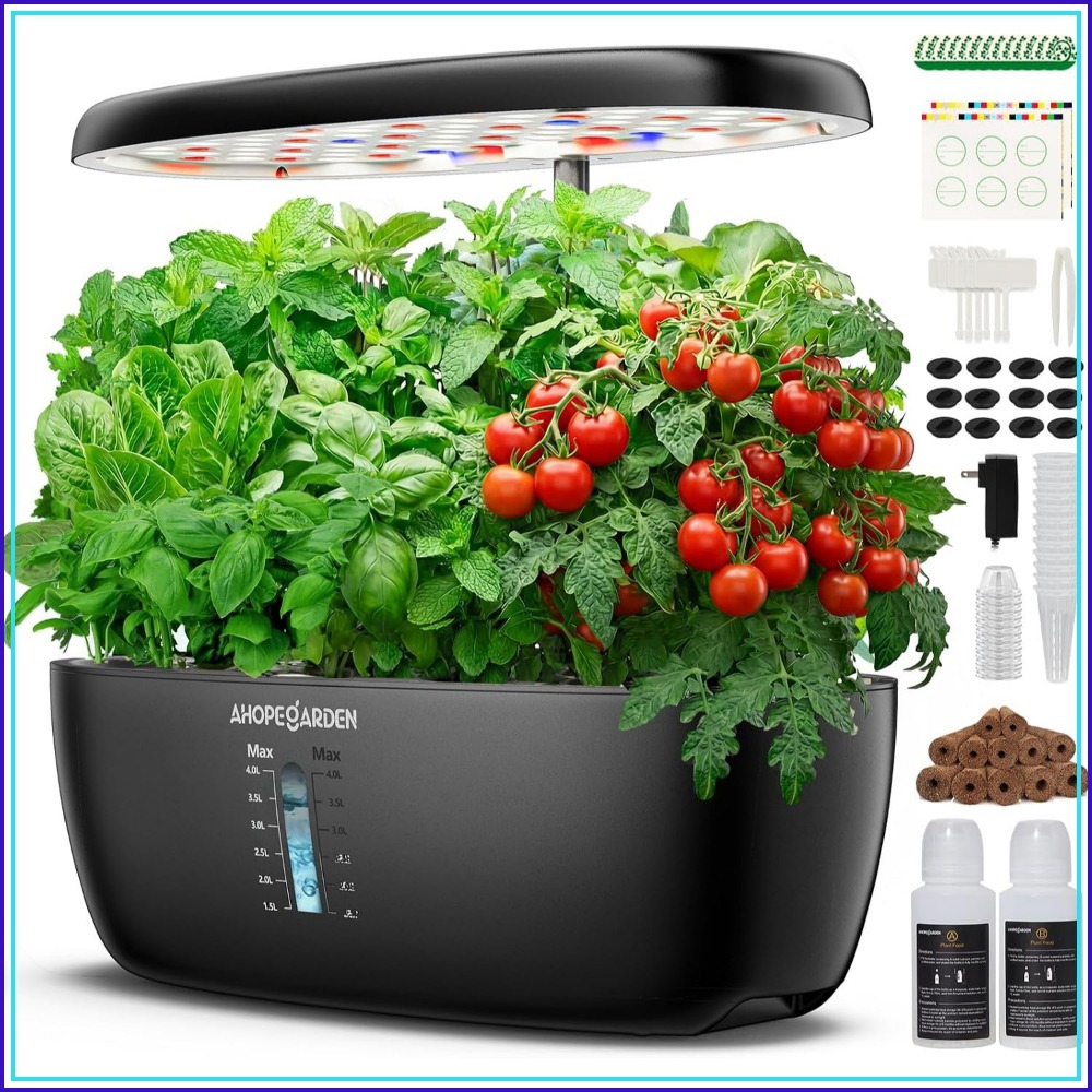 12ポッド水耕栽培ガーデン、LED育成ライト付き、屋内ハーブ - Indoor Herb Garden のレビューと価格