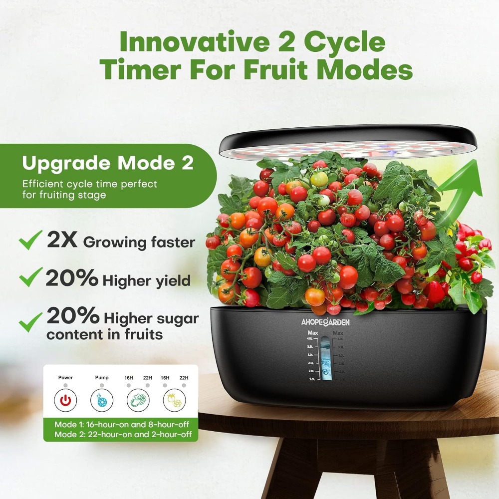 12ポッド水耕栽培ガーデン、LED育成ライト付き、屋内ハーブ - Indoor Herb Garden のレビューと価格
