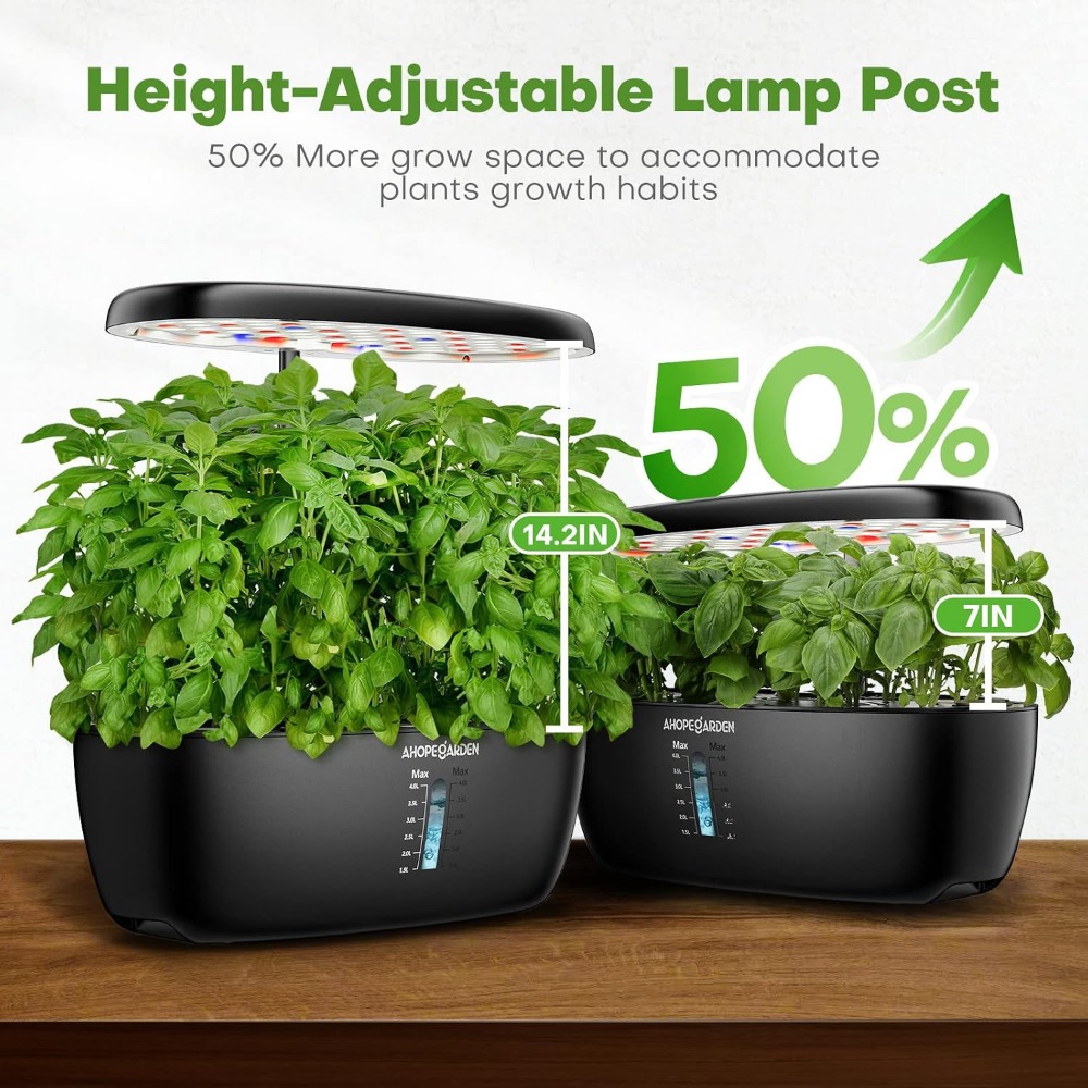 12ポッド水耕栽培ガーデン、LED育成ライト付き、屋内ハーブ - Indoor Herb Garden のレビューと価格