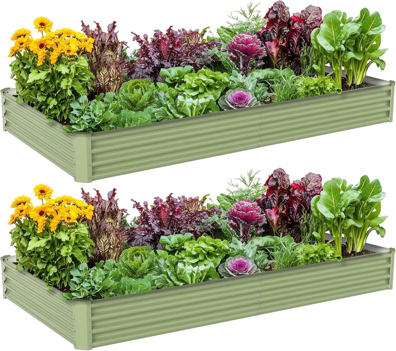 屋外野菜栽培用金属製高床式菜園、亜鉛メッキ鋼、8x4x1フィ - Raised Garden Bed のレビューと価格