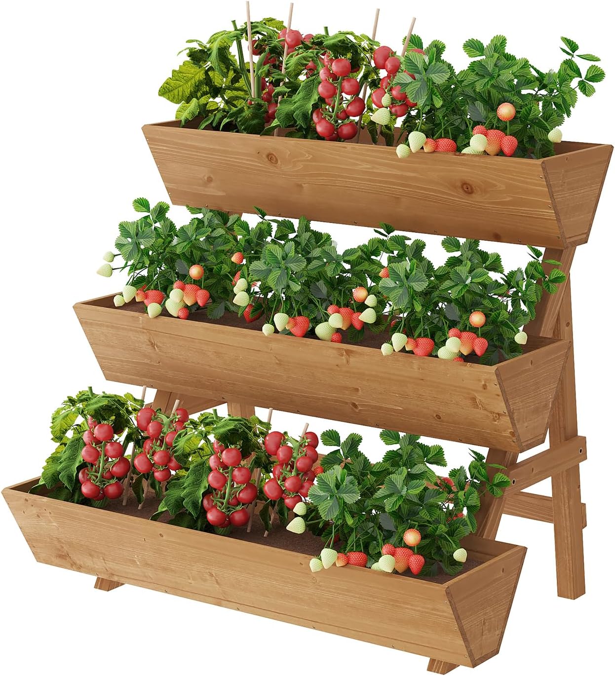 パティオ＆バルコニーガーデニング、木製、ブラウン - 3段式 - Raised Garden Bed のレビューと価格