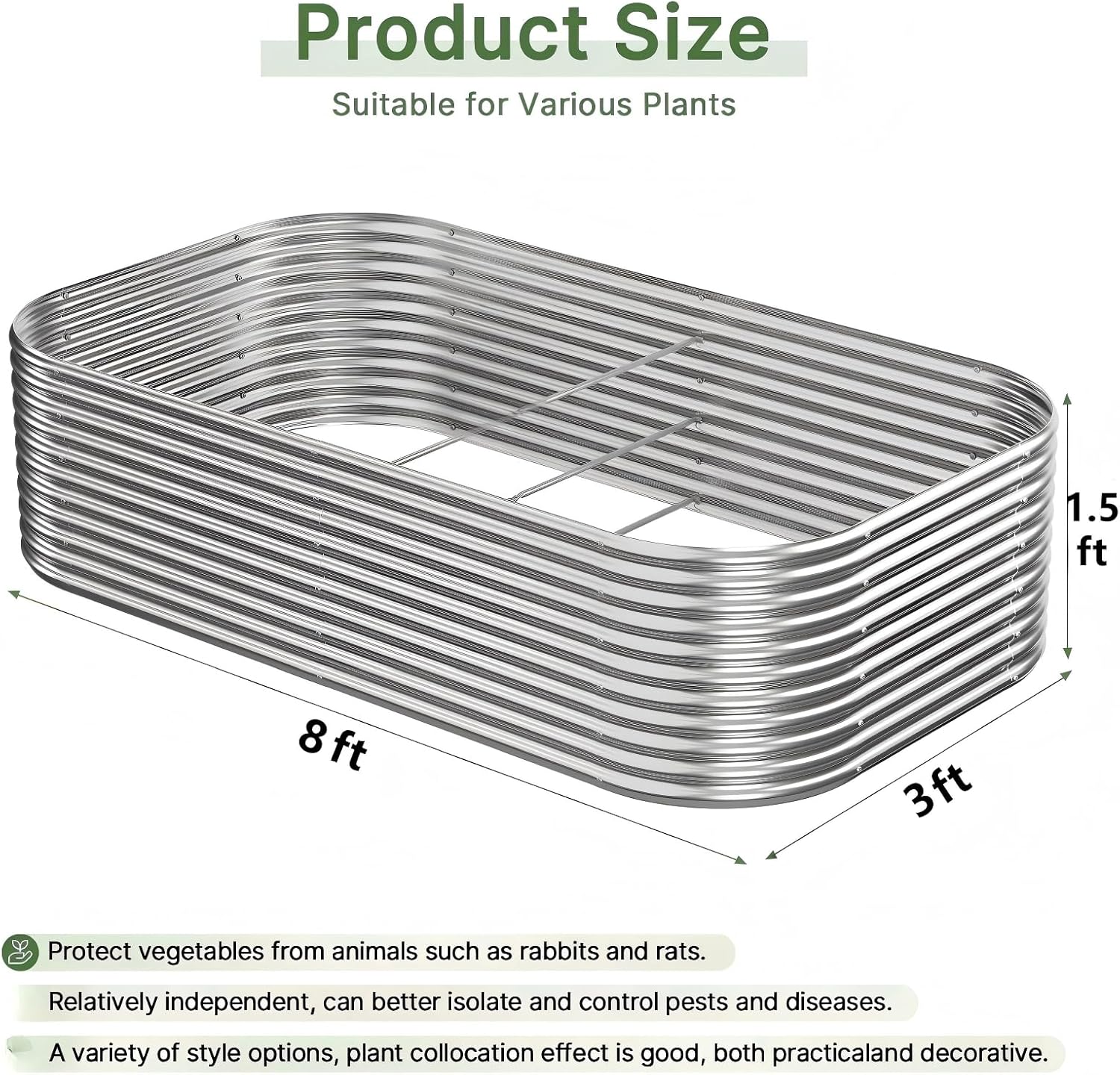 屋外ガーデニング用亜鉛メッキ鋼製高床式菜園2個セット（8x3 - Raised Garden Bed のレビューと価格