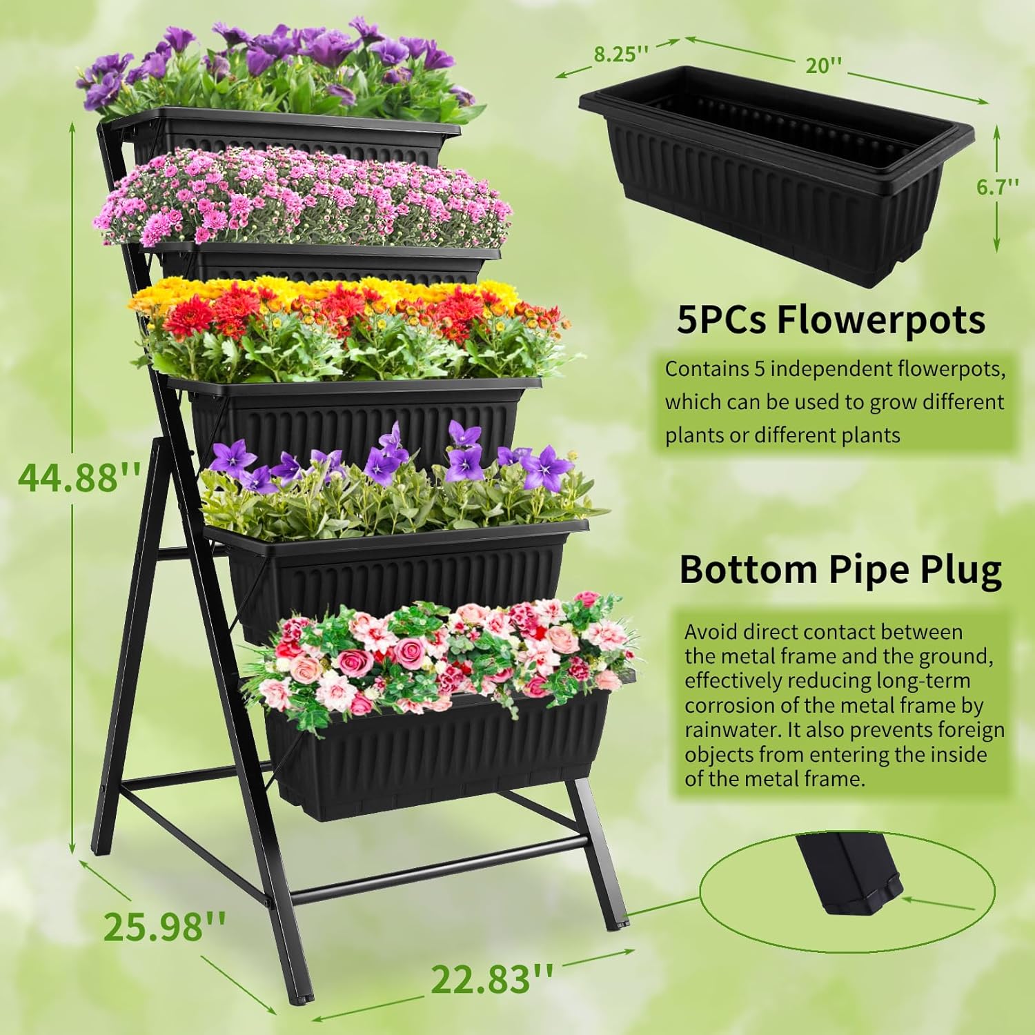 屋外ガーデンパティオヤード垂直ガーデニング5段メタルプランタ - Vertical Planter のレビューと価格