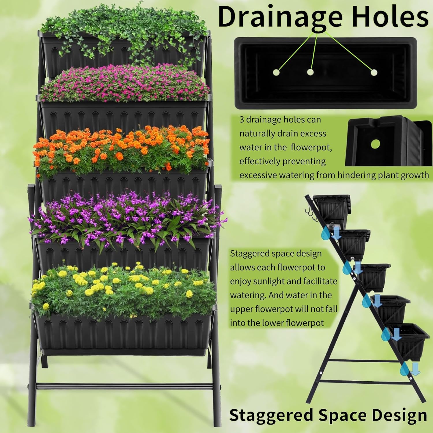 屋外ガーデンパティオヤード垂直ガーデニング5段メタルプランタ - Vertical Planter のレビューと価格