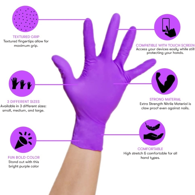 50/100 個バイオレットニトリル手袋使い捨て紫 5Mil - Garden Gloves のレビューと価格