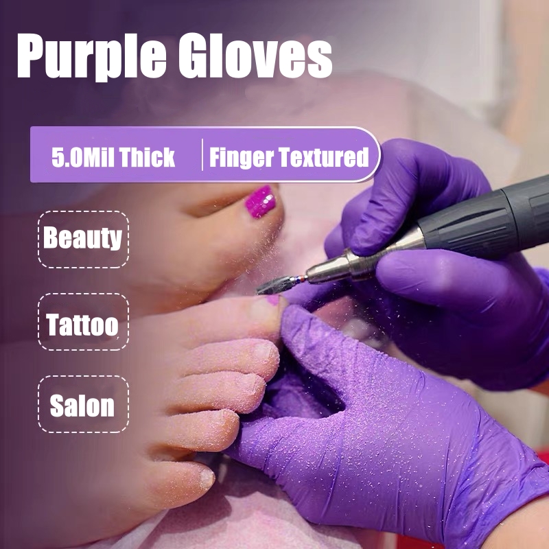 50/100 個バイオレットニトリル手袋使い捨て紫 5Mil - Garden Gloves のレビューと価格