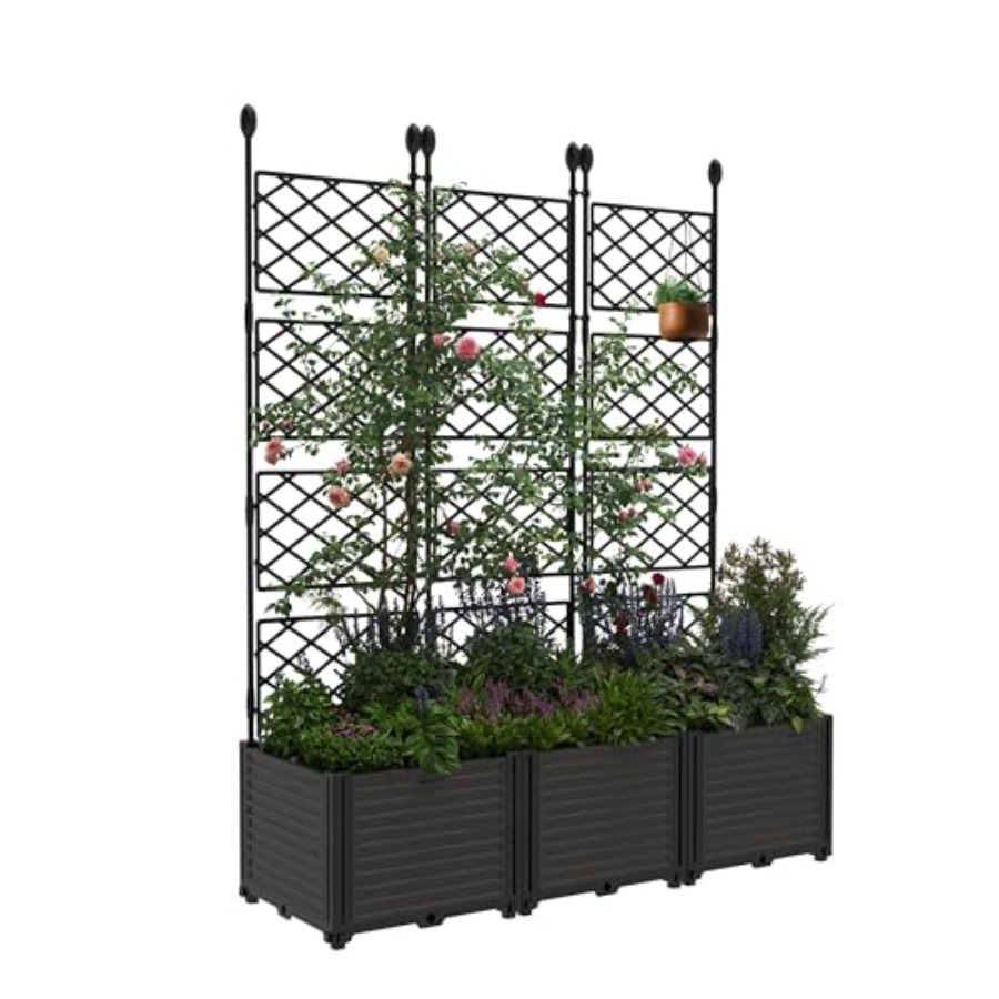 3個入り、金属製の支柱付き、モジュール式の高床式プランターボ - Raised Garden Bed のレビューと価格