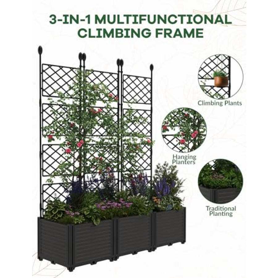 3個入り、金属製の支柱付き、モジュール式の高床式プランターボ - Raised Garden Bed のレビューと価格