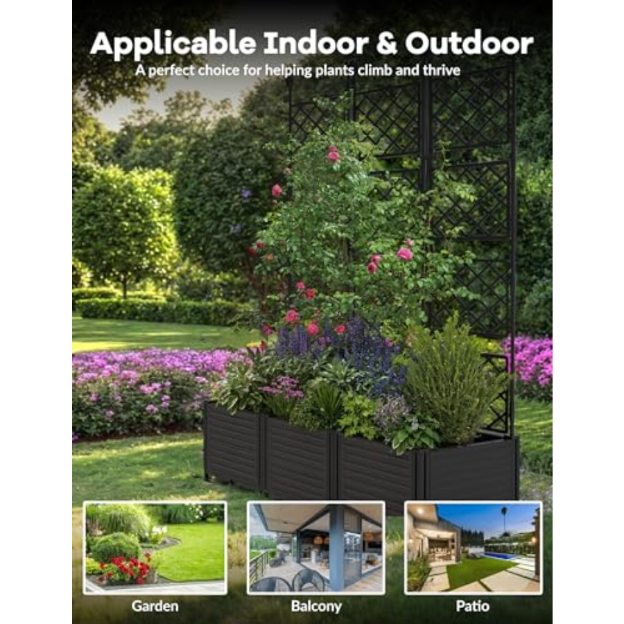 3個入り、金属製の支柱付き、モジュール式の高床式プランターボ - Raised Garden Bed のレビューと価格